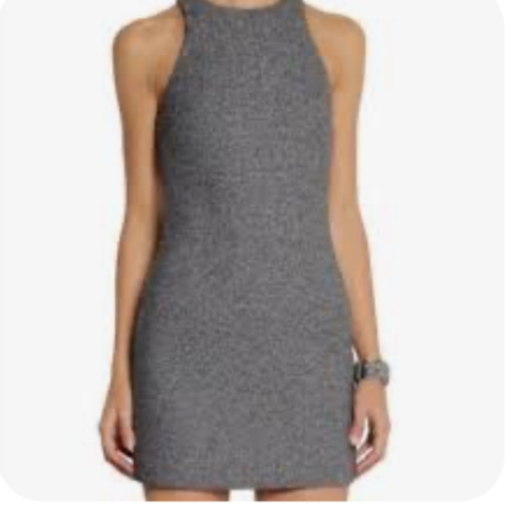T by Alexander Wang Black/Grey Speckled Mesh Sleeveless Neoprene Dress